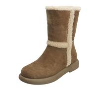 Women's Spring Autumn and Winter Two Way Cotton Boots Design Warm Thick Sole Fashionable Versatile Mid Calf Boots Womens Up Ankle Boots (Brown, 5)