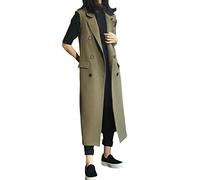 Women's Spring Autumn Jacket Mid-Length Woolen Waistcoat All-Match Sleeveless Suit Collar Coat Vest