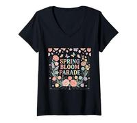 Women's Spring Bloom Parade Floral Garden Vibes V-Neck T-Shirt