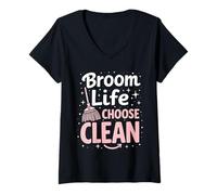 Women's Spring Cleaning Enthusiast Fresh Start and Tidy Home Goals V-Neck T-Shirt
