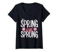 Women's Spring Has Sprung Happy Easter Ostara Blessings Equinox V-Neck T-Shirt