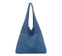 Women's Spring/Hollow Knitted Handheld One Shoulder Vest Laptop 13 Pockets, blue, One Size