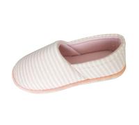 Women's Spring Summer Autumn and Winter Thin Non Soft Breathable Closed Toe and Closed Heel Cotton Slippers Before and After Pregnancy Striped Slides for Women (Pink, 5)