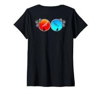 Women's Spring & Summer Hawks Circle Hibiscus V-Neck T-Shirt