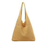 Women's Spring/Summer Portable Hollow Knitted Handheld One Shoulder Vest Bag over The Shoulder Bags for Men (Yellow, One Size)