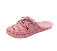 Women's Spring Summer Solid Color Shoelaces Slippers With Holes Cool Breathable Shoes Casual Slippers With A Wrapped Head For External Wear Bear Brand Slippers for Women (Pink, 38)