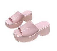 Women's Spring/Summer Thick Bottom Matsuke Casual One Line Square Head Colored Slippers Women Shoes Sandals 8 (Red, 4)