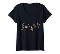 Womens Springfield Illinois Vintage Elegant Design V-Neck T-Shirt