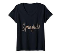 Womens Springfield Massachusetts Vintage Elegant Design V-Neck T-Shirt