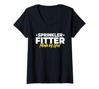 Women's Sprinkler Fitter Made by God V-Neck T-Shirt