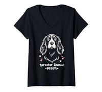 Womens Sprocker Spaniel Mom English Springer Spaniel V-Neck T-Shirt