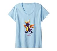 Womens Spyro Purple Adorably Ferocious Dragon Action Pose V-Neck T-Shirt