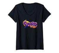 Women's Spyro The Dragon Retro Title Logo Video Game V-Neck T-Shirt
