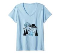 Womens Squach Alien Cryptozoologist Believer Bigfoot V-Neck T-Shirt