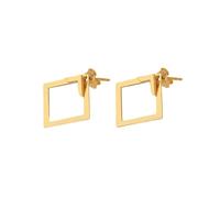 Women'S Square Geometric Earrings Ear Clip With Back Design Earrings Titanium Steel 3D Cubic Minimalist Modern Fashion Jewellery 1 Pair-Golden