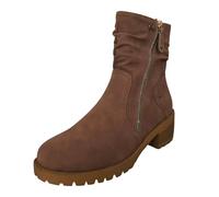 Women's Square Heels Zip Solid Short Booties Round Toe Shoes - Stylish Women's Ankle Boots with Robust Heel Practical Zip Closure for Everyday Use, brown, 8 UK