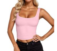 Women's Square Neck Crop Top - Sexy Summer Tank Top - Sleeveless Bodycon Slim Fit Short Top Chic and Elegant Casual Stretchy Cheap Comfortable Yoga Fitness Tank Top