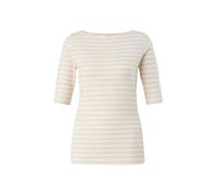 Women's Square Neck Striped Viscose Fitted T-shirt COMMA Beige 44