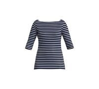 Women's Square Neck Striped Viscose Fitted T-shirt COMMA Bleu 42
