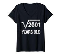 Womens Square Root of 2601 - 51st Birthday Math 51 Years Old V-Neck T-Shirt