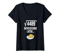Womens Square Root of 4489 Deviled Eggs Later Thanksgiving 67 Funny V-Neck T-Shirt