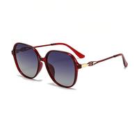 Women's Square Sunglasses, UV400 Polarised TAC Lens, Lightweight PC Frame, Vintage Retro Chic Sun Glasses for Outdoor Travel Driving Daily Commute(Burgundy Frame+Grey Lens)