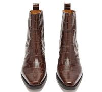 Womens Square Toe Ankle Boots Chunky Heel Chelsea Booties Comfortable Riding Boots Low-Heeled Dressy Fashion Slip-on Walking Boot Classic Winter Fall Short Boots,Brown,6 UK