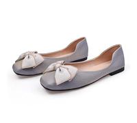Women's Square Toe Bow Ballet Flats, Comfortable Low Heel Dressy Flats, Party Wedding Guests Slip On Walking Shoes Light Blue