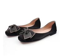 Women's Square Toe Bow Ballet Flats, Comfortable Low Heel Dressy Flats, Party Wedding Guests Slip On Walking Shoes Black