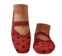 Women's Square Toe Knit Mary Jane Size 5.5 Slip on Ballet Flats with Strap Polka Dot Print Dress Shoes Comfy Soft Causal Work Walking Shoe Polka Dot_Red Gift