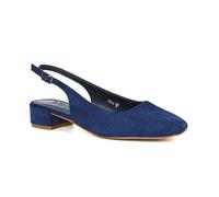 Women's Square Toe Slingback Court Shoes Ladies Block Heel Navy Faux Suede Ankle Strap Dress Pumps Size 5