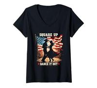 Women's Square Up and Dance It Out Square Dancing V-Neck T-Shirt