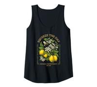Womens Squeeze The Day Vintage Lemon Bee Botanical Summer Fruit Tank Top