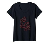 Women's Squid Under Stars 90s Y2K V-Neck T-Shirt