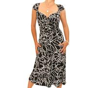 Women's Squiggle Print Sweetheart Neckline A Line Dress - Black and White Size 12