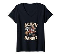Womens Squirrel Cowboy Acorn Bandit Fun V-Neck T-Shirt