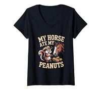 Womens Squirrel Cowboy My Horse Ate My Peanuts V-Neck T-Shirt