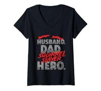 Womens Squirrel Hunter Husband Dad Tree Rat V-Neck T-Shirt
