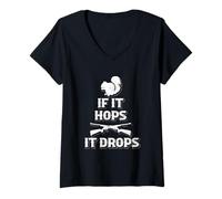 Women's Squirrel Hunting IF It Hops It Drops Bold Quote V-Neck T-Shirt