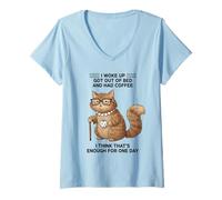 Women's Squirrel I Woke Up Got Out of Bed and Had Coffee Design V-Neck T-Shirt