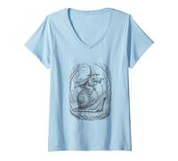 Women's Squirrel Medieval Wizard Riding Snail Fantasy V-Neck T-Shirt