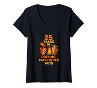 Womens Squirrels 25 Years Crazy Together Funny Idea V-Neck T-Shirt