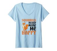 Women's Squirrels Make Me Happy You Not So Much Funny Squirrel V-Neck T-Shirt