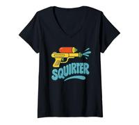 Womens Squirter Yellow Blue Orange Retro Water Squirt Gun V-Neck T-Shirt