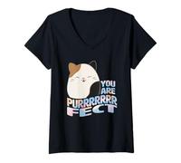 Womens Squishmallows Cam Cat You Are Purrrfect V-Neck T-Shirt
