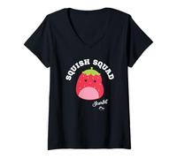 Womens Squishmallows Squish Squad Scarlet Strawberry V-Neck T-Shirt