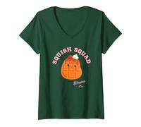 Women's Squishmallows Squish Squad Weaver Waffle V-Neck T-Shirt, Dark Green, Small
