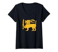 Women's SRI Lanka Sinha Lion Flag Symbol V-Neck T-Shirt