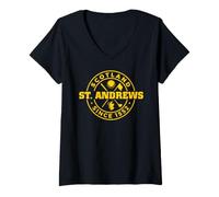 Women's St. Andrews Scotland Golf 1552 Gold Imprint V-Neck T-Shirt