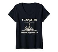 Women's St Augustine Lighthouse Florida Coordinates Design V-Neck T-Shirt